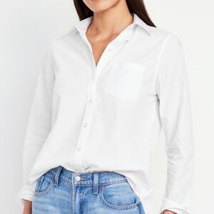 Jones New York White Button-Down Oversized Cotton blend Shirt Women’s Medium